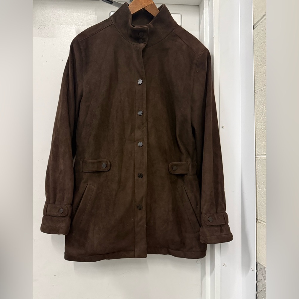 Calvin Klein Classic Brown Suede Button Front Jacket